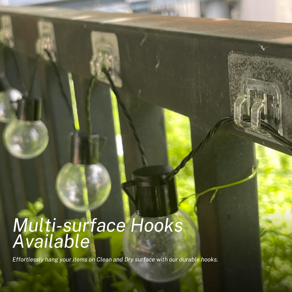 50 Pack Clear Outdoor String Light Clips with Strong Adhesive - Waterproof &amp; UV-Resistant Transparent Cable Hooks - Heavy Duty Wire Holders for Garden Festoon, Patio &amp; Christmas Fairy Lights [Energy Class A+++]