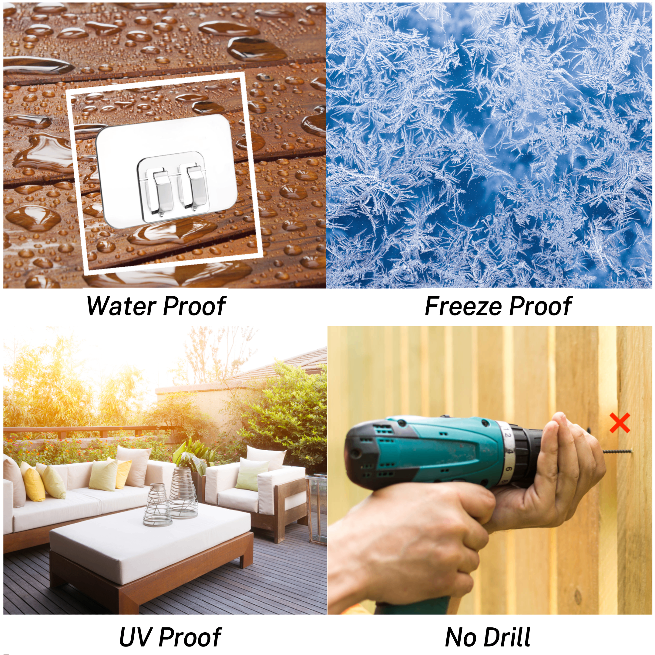 50 Pack Clear Outdoor String Light Clips with Strong Adhesive - Waterproof &amp; UV-Resistant Transparent Cable Hooks - Heavy Duty Wire Holders for Garden Festoon, Patio &amp; Christmas Fairy Lights [Energy Class A+++]