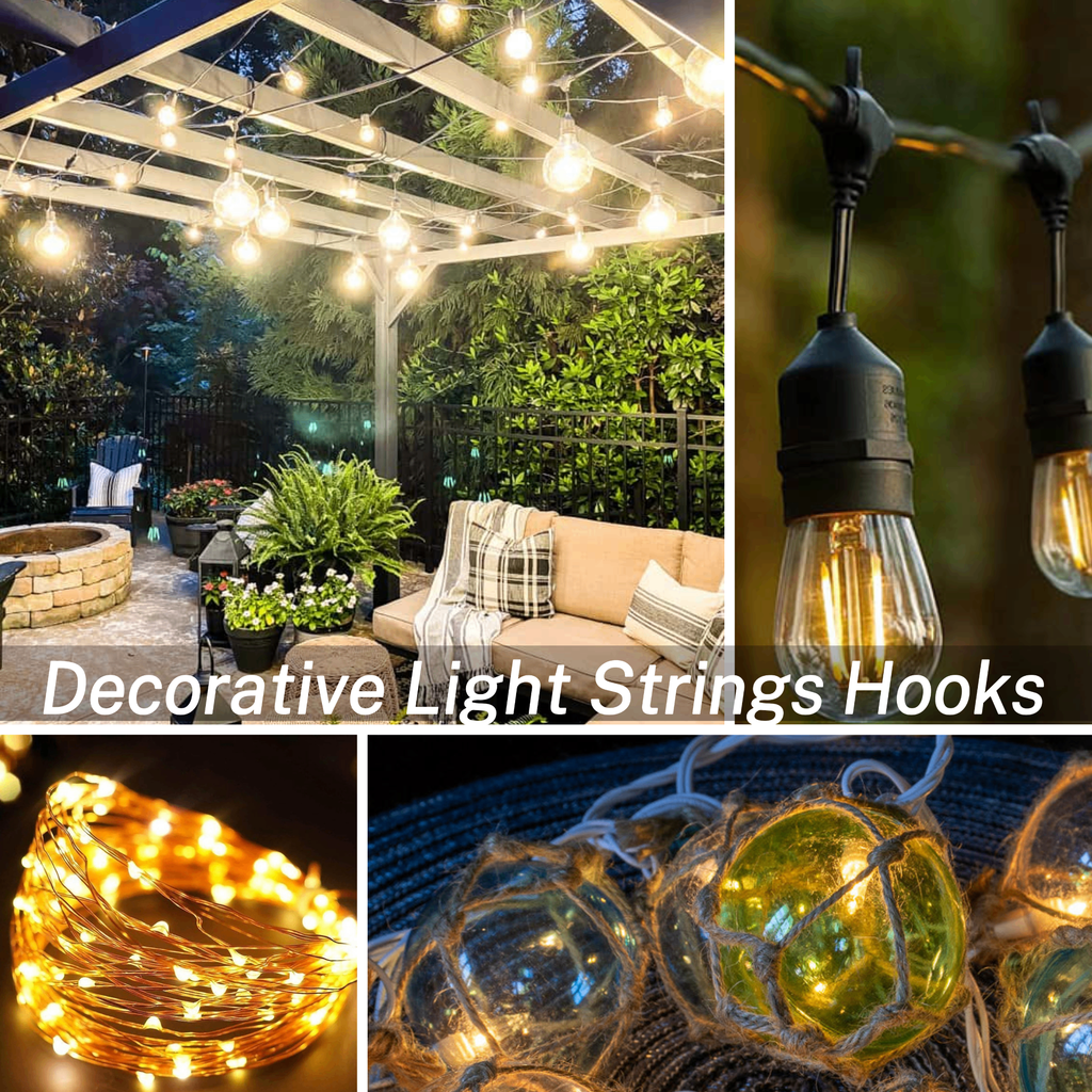 50 Pack Clear Outdoor String Light Clips with Strong Adhesive - Waterproof &amp; UV-Resistant Transparent Cable Hooks - Heavy Duty Wire Holders for Garden Festoon, Patio &amp; Christmas Fairy Lights [Energy Class A+++]