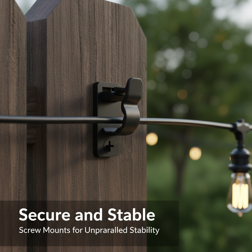 Pack of 60 Outdoor Garlands Hooks - Black Screw Clips for Cables & LED Lights - Heavy Duty Clips for Patio, Garden, Pergola and Fence