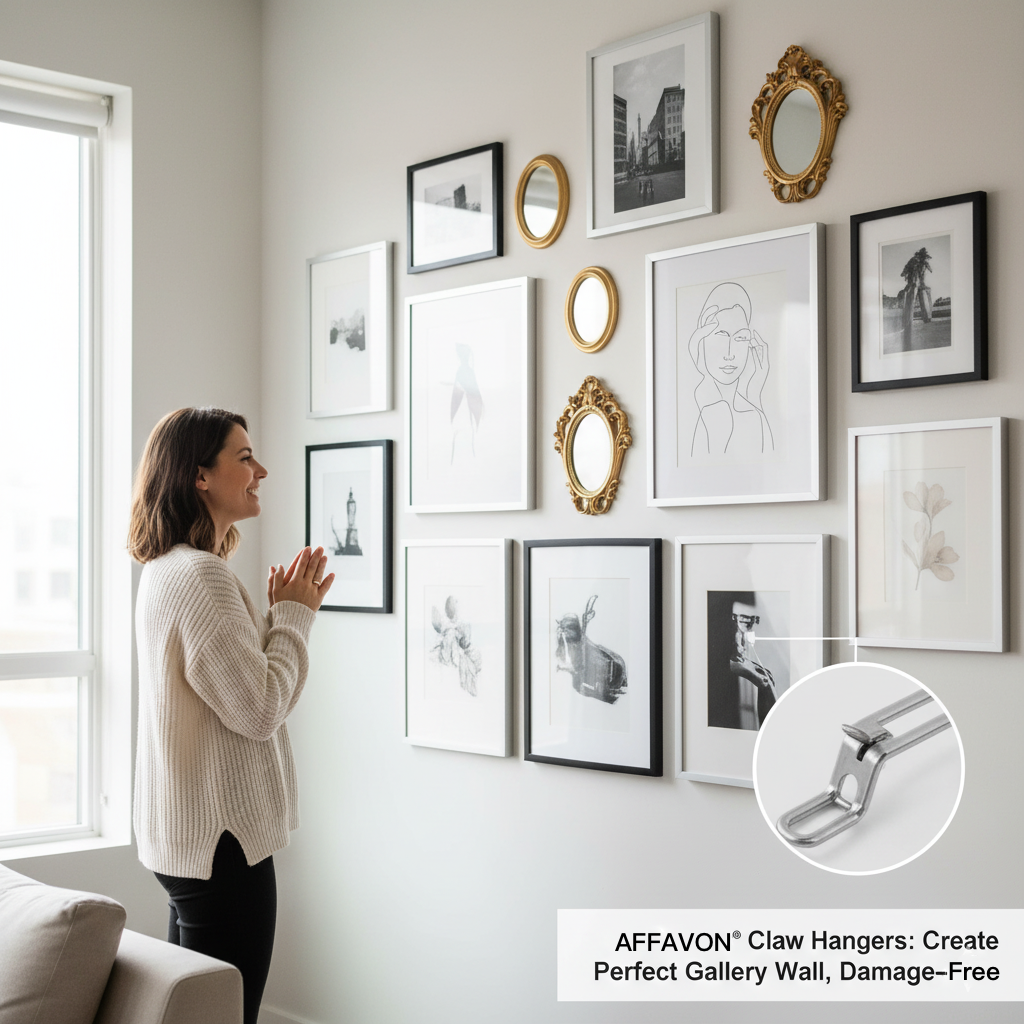 20 x Placo Picture Hooks (18 kg) – Wall Frame Mounting for Drywall – Claw Hook without Drilling – Heavy Hook Kit for Mirror, Photo and Decoration