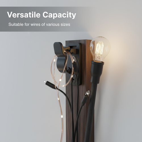 Pack of 60 Outdoor Garlands Hooks - Black Screw Clips for Cables & LED Lights - Heavy Duty Clips for Patio, Garden, Pergola and Fence