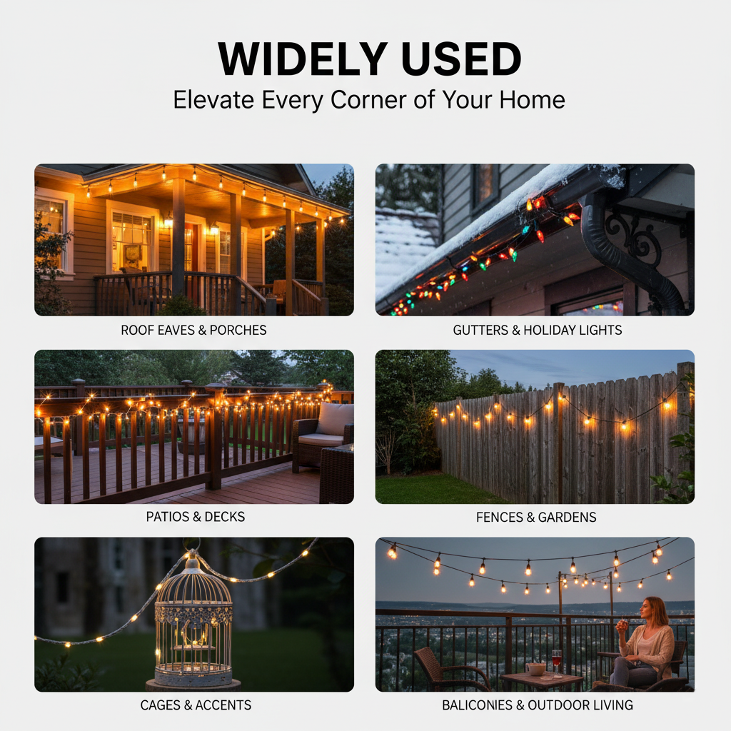 Pack of 60 Outdoor Garlands Hooks - Black Screw Clips for Cables & LED Lights - Heavy Duty Clips for Patio, Garden, Pergola and Fence